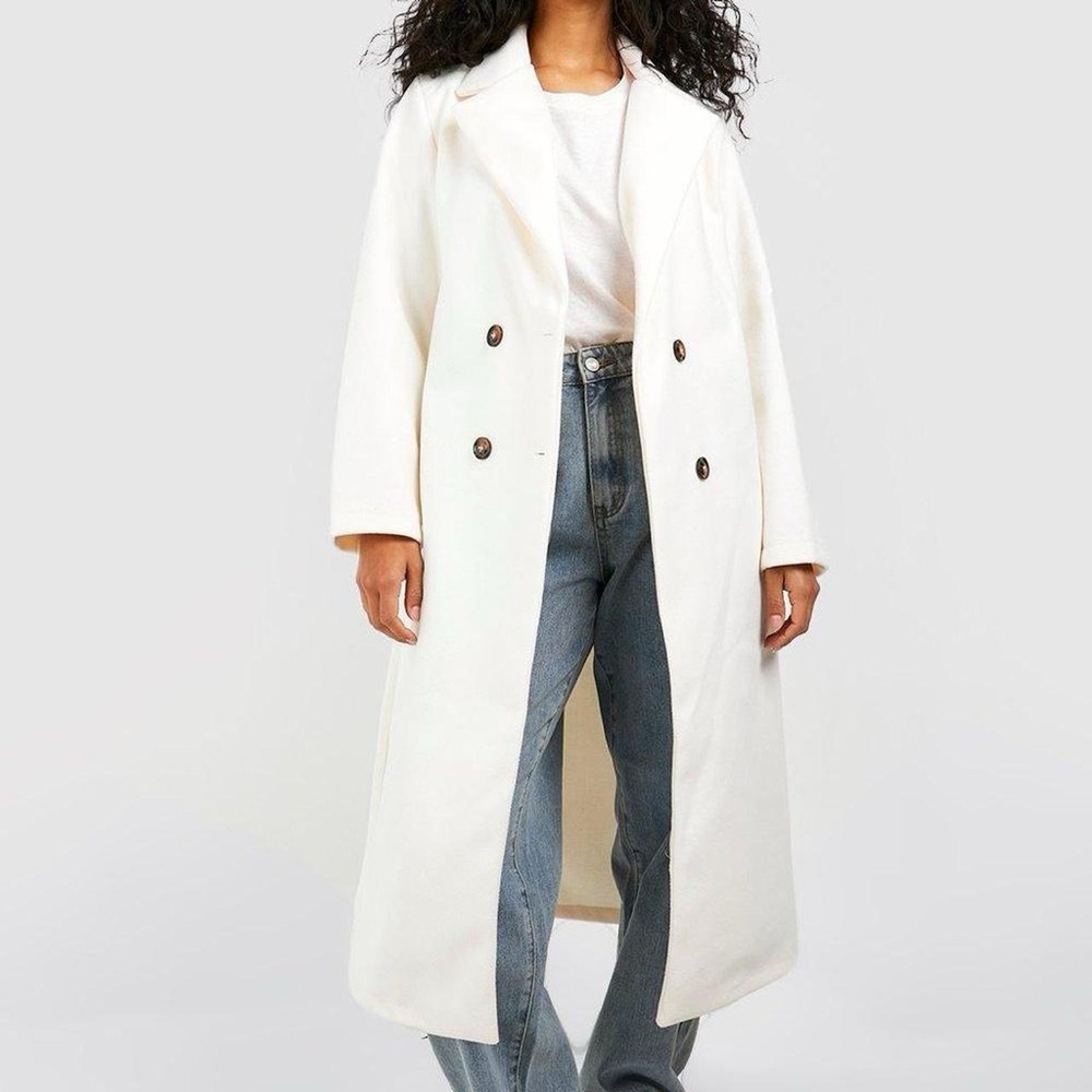 Boohoo Plus Cream Pea Coat